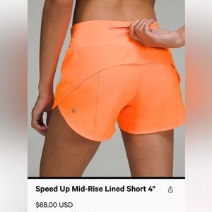 NWT Lululemon Speed Up Shorts